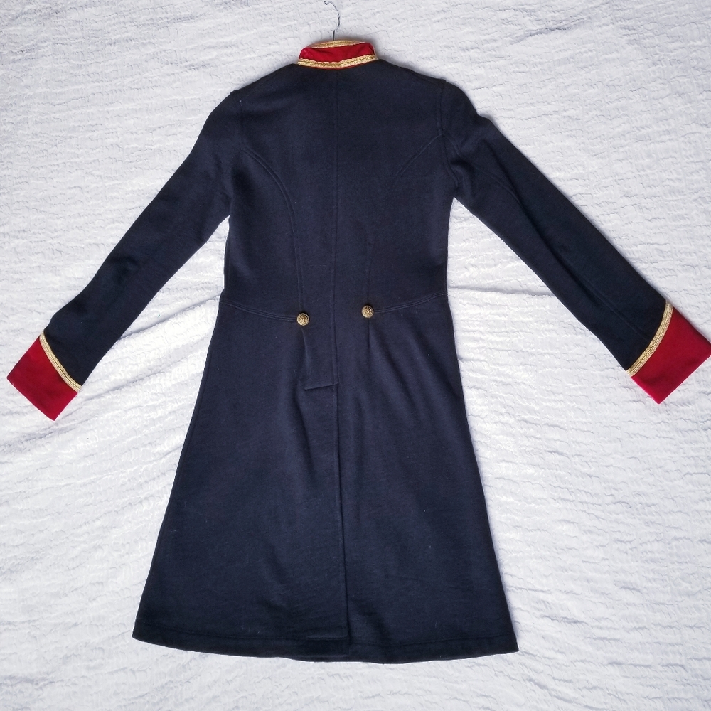 Denim & Supply Ralph Lauren Navy Military Jacket Red Velvet Gold Buttons - Picture 10 of 10